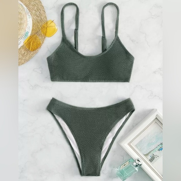 Bikini Sets for Women Solid Textured Bikini Bathing Suits 2 Piece Swimsuit - Picture 13 of 14